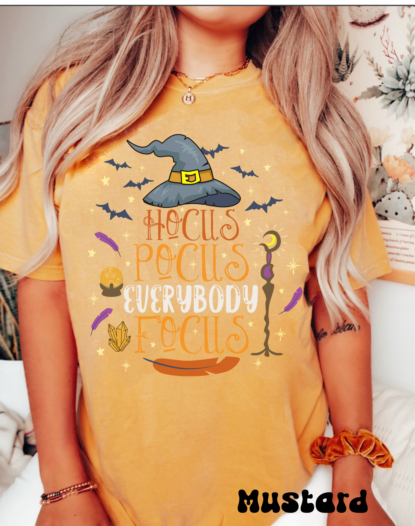 Comfort colors funny halloween teacher tshirt, hocus pocus everybody focus fall autumn shirt, magical spooky season tee, cute witch costume