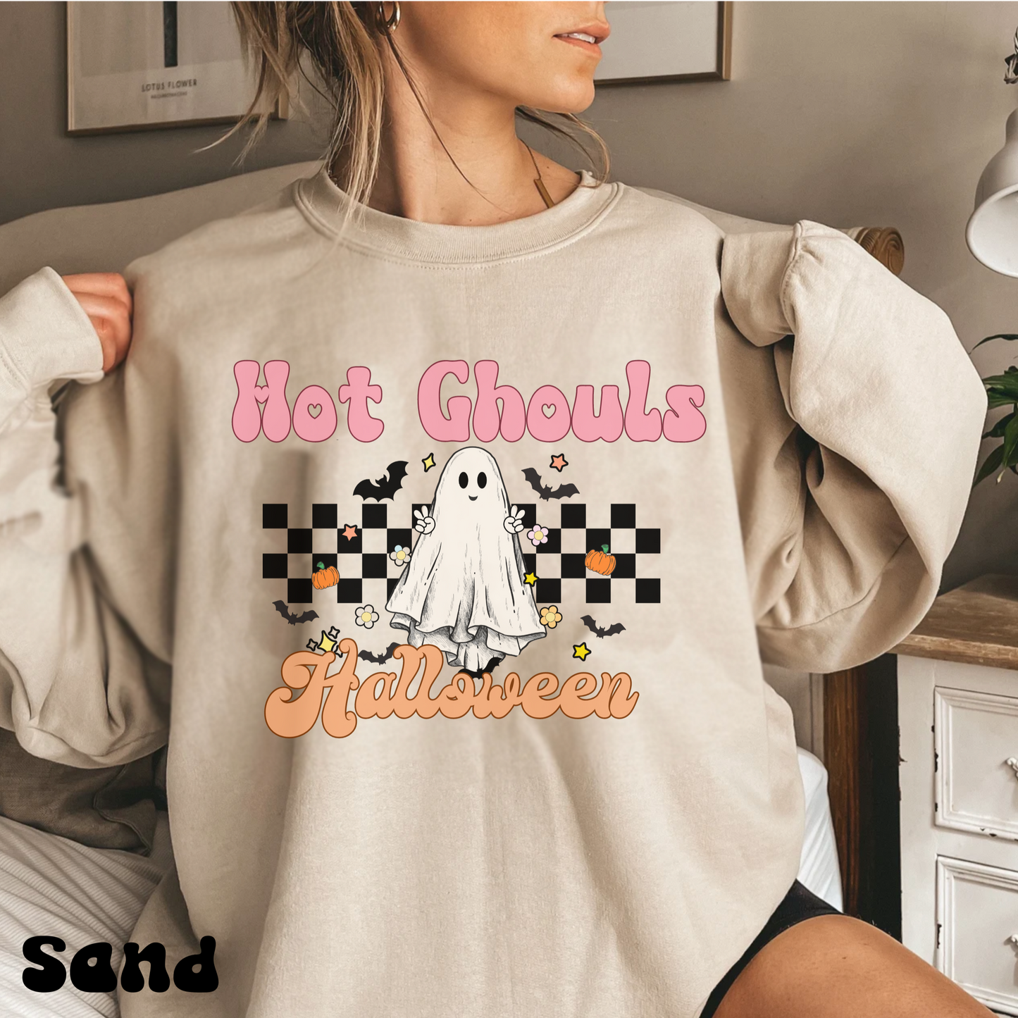 Funny hot ghouls pun spooky season halloween, retro witchy sweatshirt, fall lover hoodie, groovy autumn seasonal sweater, hot girls holiday