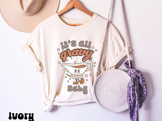 Comfort colors funny fall tshirt, cute retro thanksgiving food gravy shirt, autumn song lyrics pun tee, vintage inspired, grateful & blessed