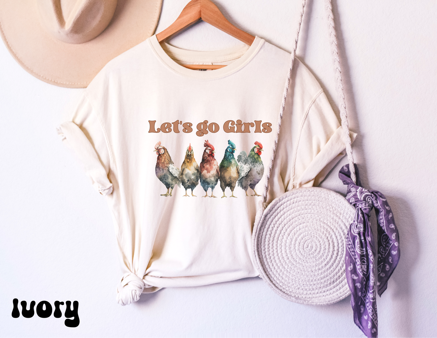 Comfort colors Cute Chicken Shirt For Farmer, Funny hen flock TShirt, Chicken Mom Tee, retro Farm Girl Shirt, Farm Family Tee, lets go girls