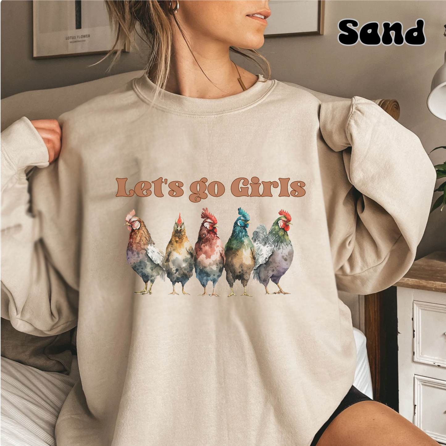 Cute Chicken Shirt For Farmer, Funny Chicken Sweatshirt, Chicken Mom sweater, Farm Girl hoodie, Farm Family  shirt, lets go girls hen flock