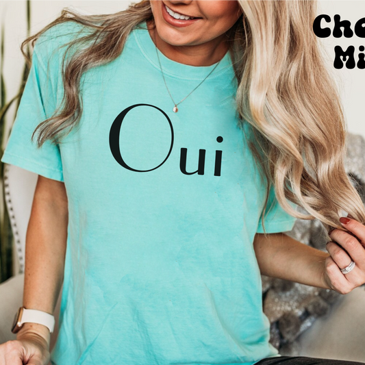 Comfort colors Oui shirt, vintage French slogan tshirt, cute boho bohemian T-shirt, minimalist France, Travel Paris tee, french girl style