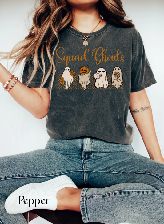 Comfort color Vintage groovy squad ghouls/goals Halloween tshirt, Funny Spooky autumn Shirt, boho Fall, Thanksgiving hey there pumpkin patch