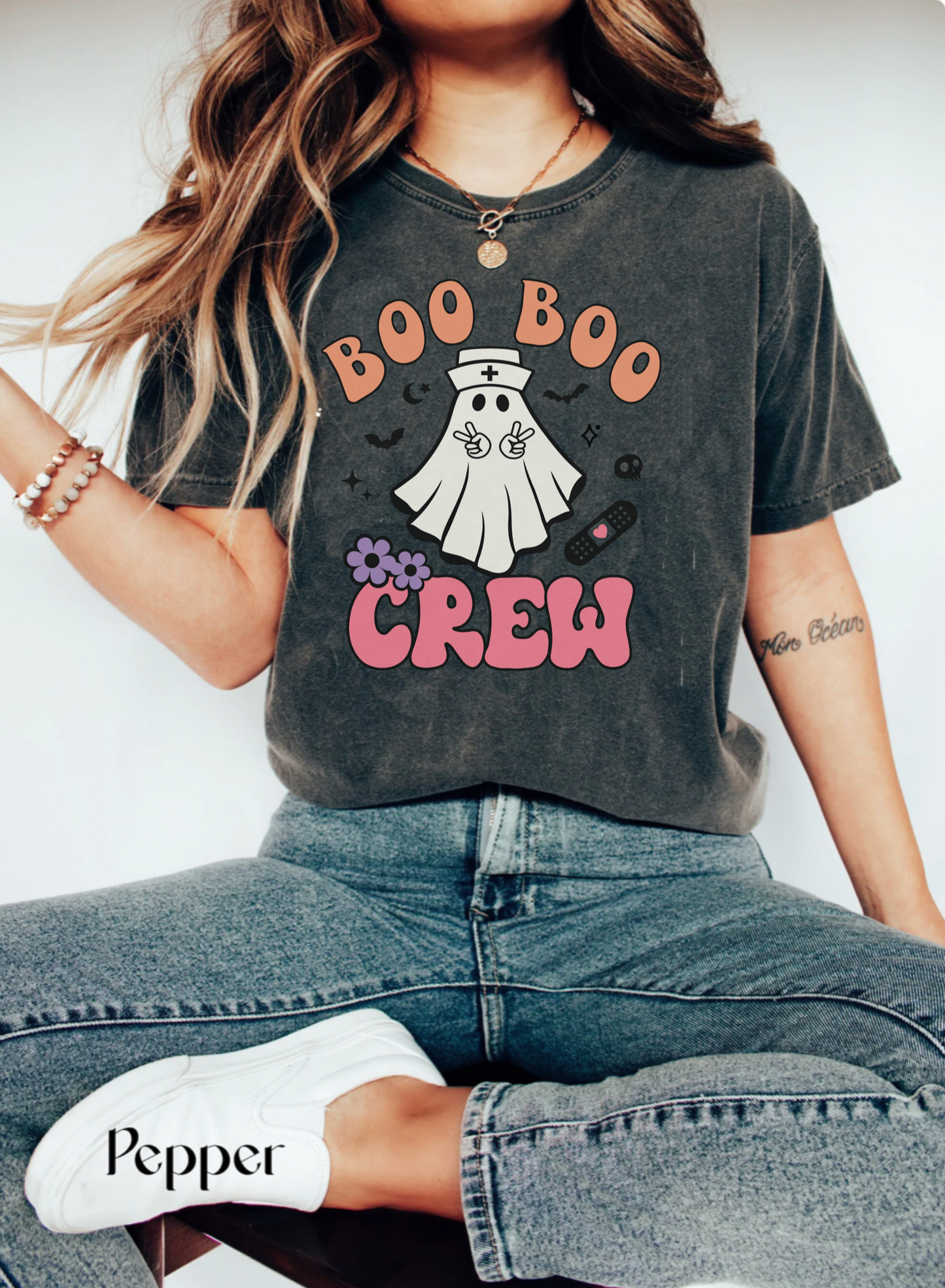 Comfort colors Boo boo crew halloween nurse Tshirt,  cute ghost RN Shirt, Nurse outfit, New Nurse Gift, retro spooky season tee, haunted