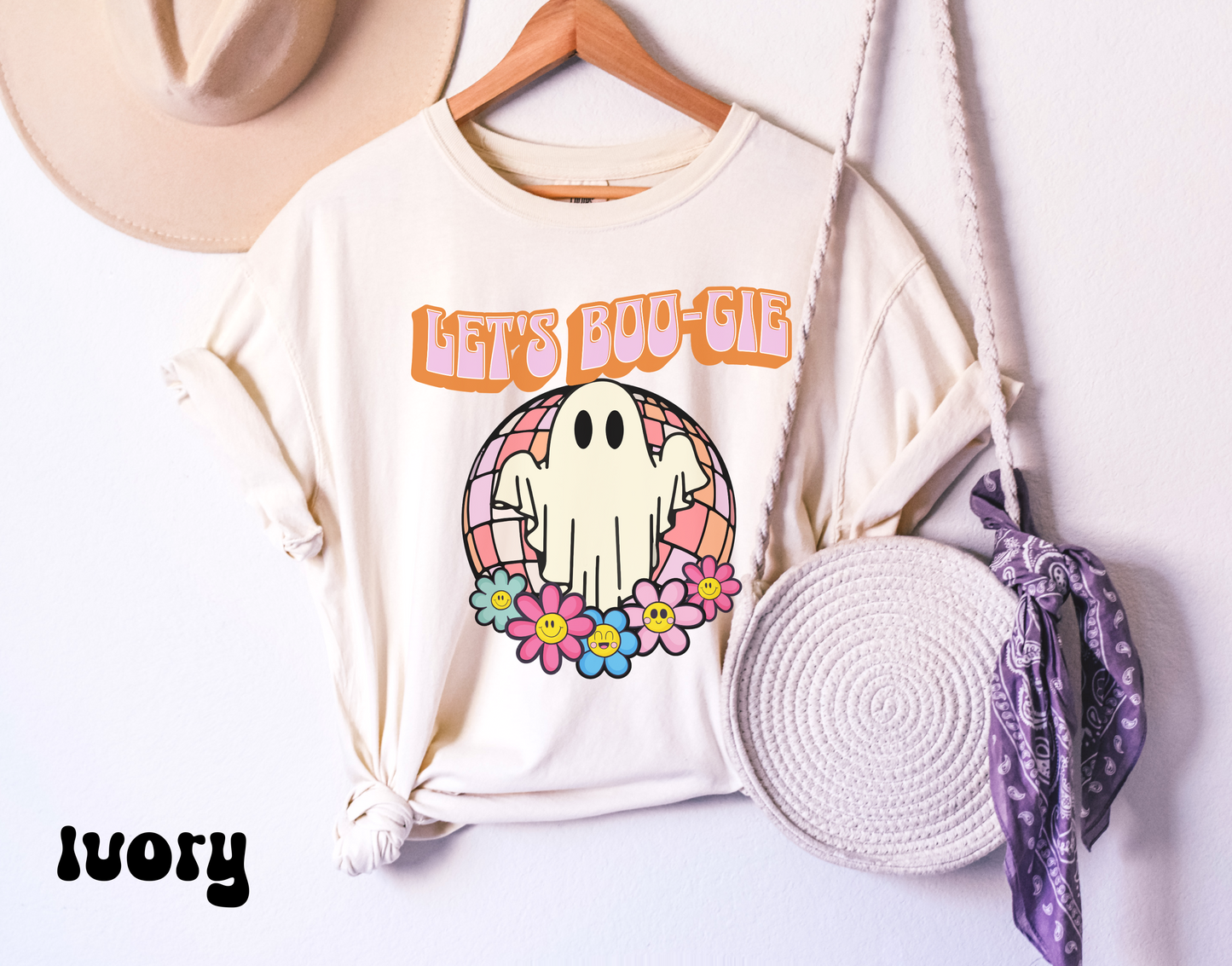 Comfort colors cute funny ghost halloween pun tshirt, lets boogie dance party shirt, groovy retro ghoul boo-ghie fall tee, autumn holiday