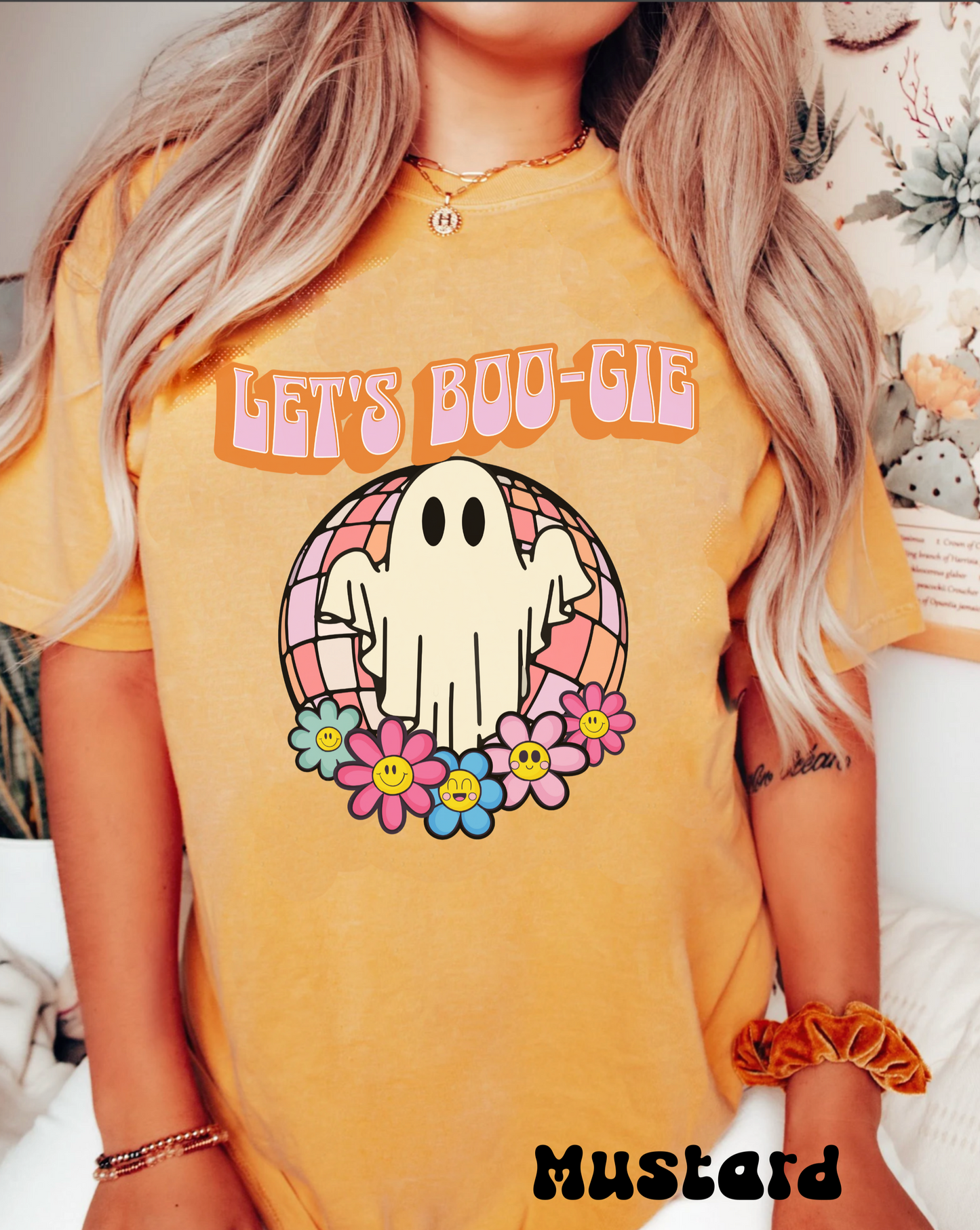 Comfort colors cute funny ghost halloween pun tshirt, lets boogie dance party shirt, groovy retro ghoul boo-ghie fall tee, autumn holiday