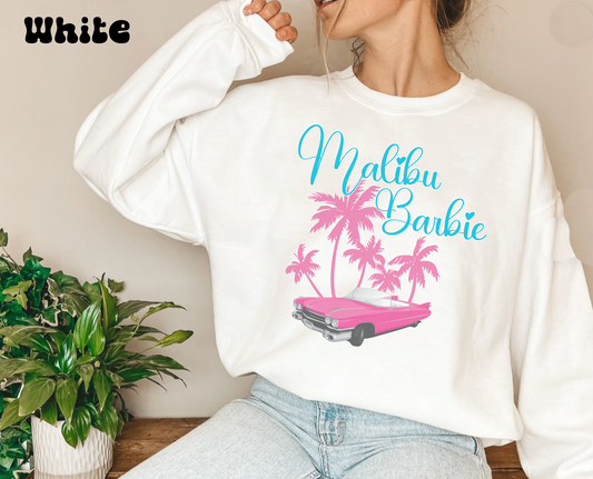 Bimbocore retro convertible malibu barb sweatshirt, 90s aesthetic toy sweater, vintage inspired pink hoodie, gift idea for her, Y2K cali