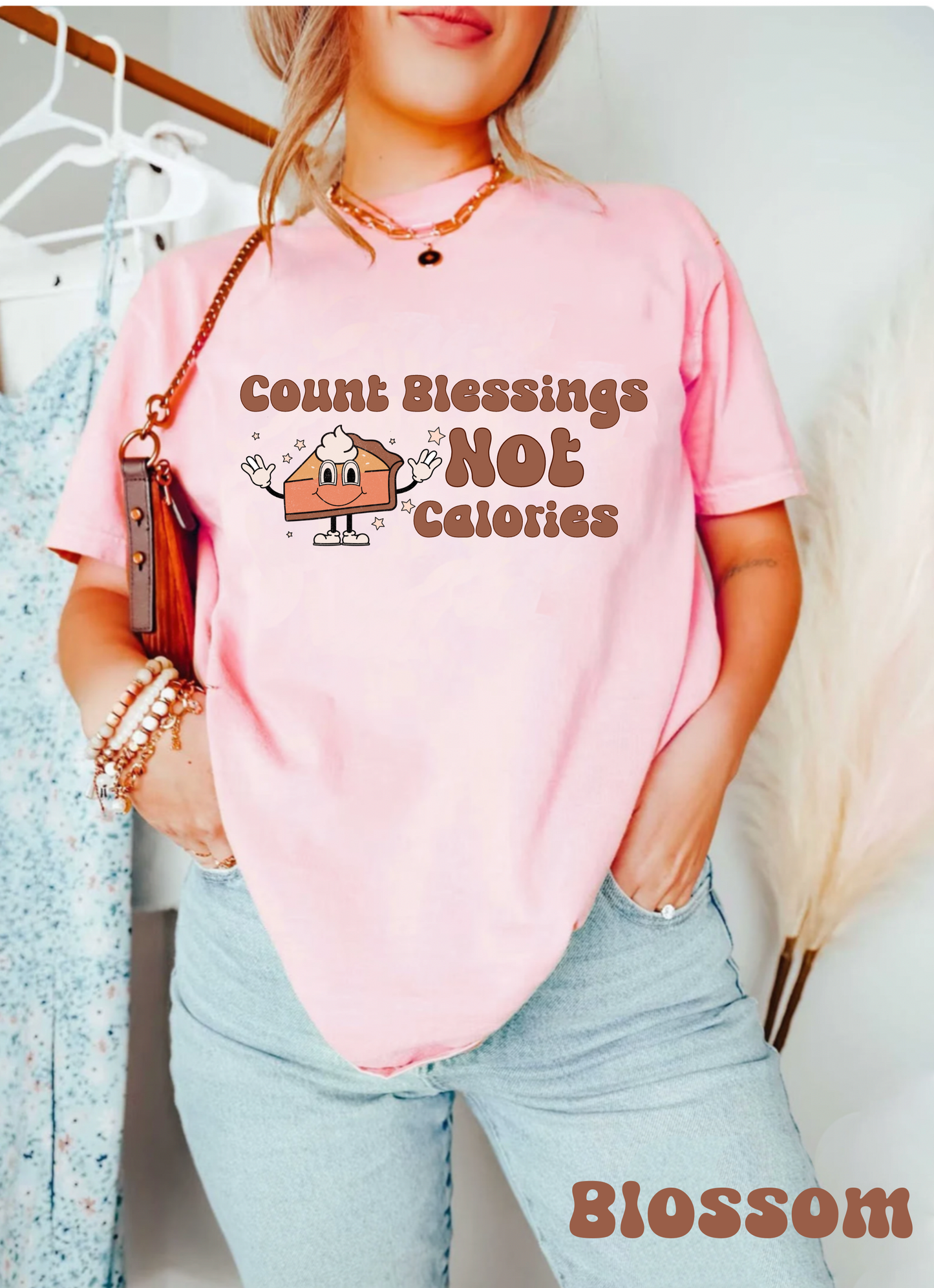 Comfort colors funny count blessings not calories thanksgiving tshirt, retro body positive shirt, inspirational fall lovers tee, pumpkin pie