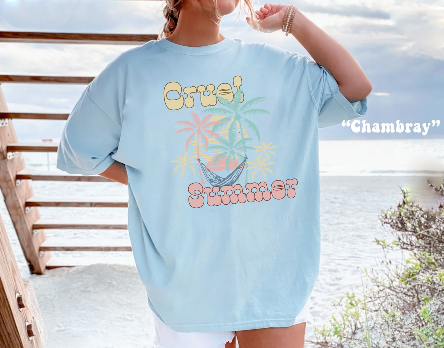 Comfort colors Cruel Summer Shirt Taylor tour Lover tee, Eras concert Merch, Boho tshirt, Y2K beach bum, retro palm tree surfboard, tropical