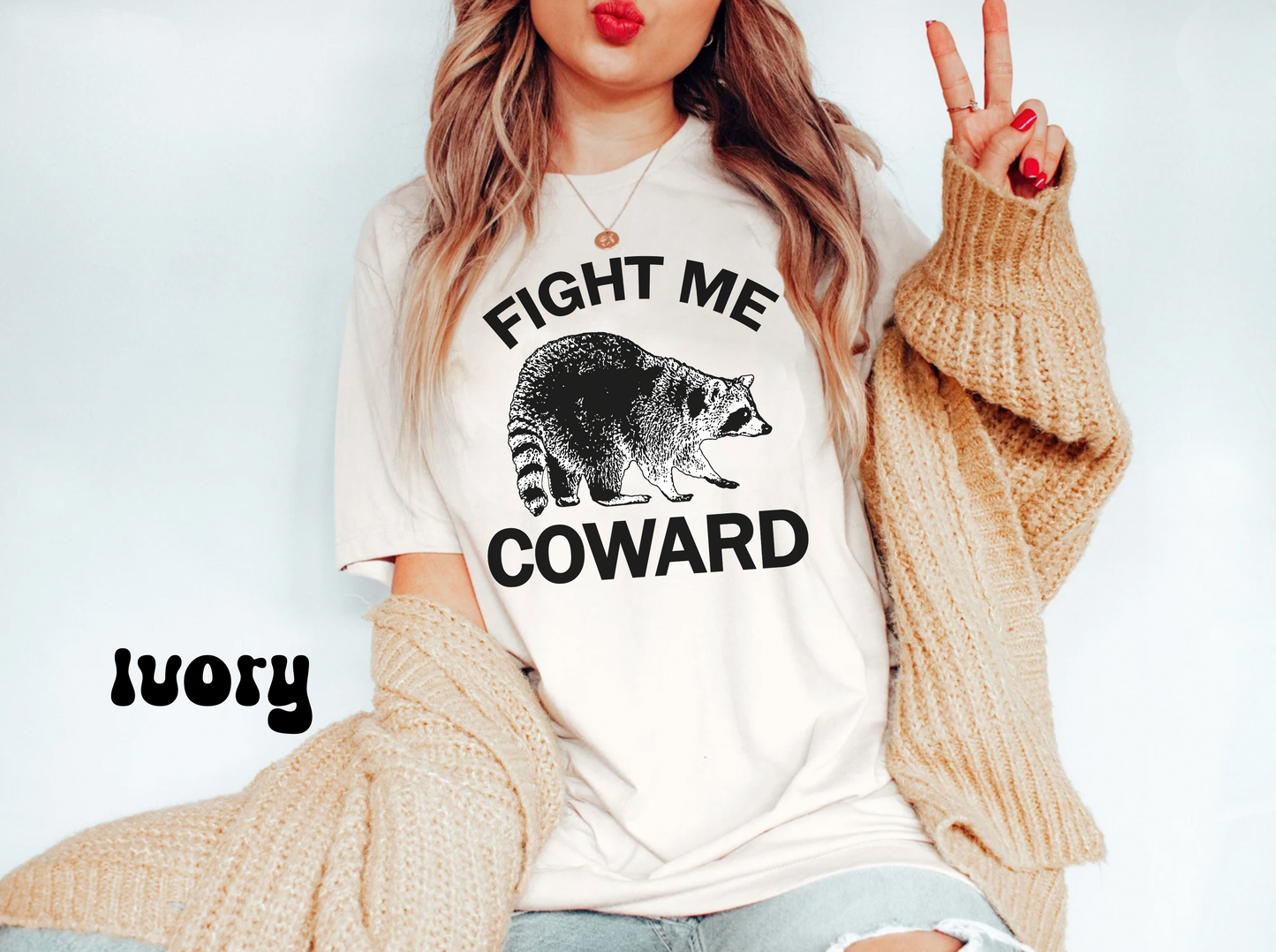 Comfort colors funny raccoon tshirt, fight me coward angry wild animal shirt, distressed graphic tee, gift idea for him, trashy shirt, meme tshirt