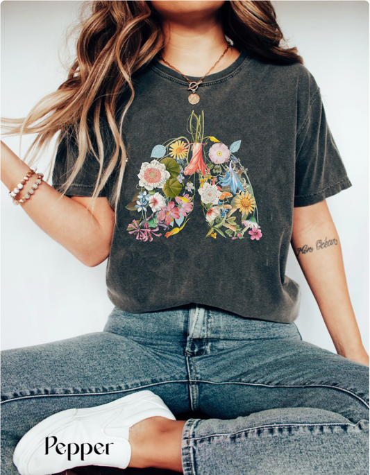 Comfort colors Flower lungs Shirt, Gift For Her, boho cottagecore Aesthetic, Floral Graphic Tee, Wild Flower Shirt