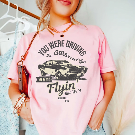 Comfort colors vintage inspired getaway car lyrics Tshirt, Taylor fan retro distressed graphic tee, eras concert 2023 merch, song lyrics tour shirt, band shirt