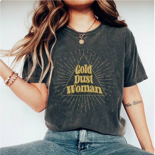 Comfort colors Vintage inspired gold dust woman tshirt, retro rock band shirt, groovy hippie tee,boho witchy aesthetic clothing, trending