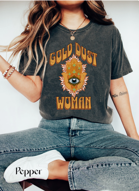 Comfort color Vintage inspired gold dust woman tshirt, retro rock band shirt, groovy hippie tee,boho witchy aesthetic clothing, Stevie nicks