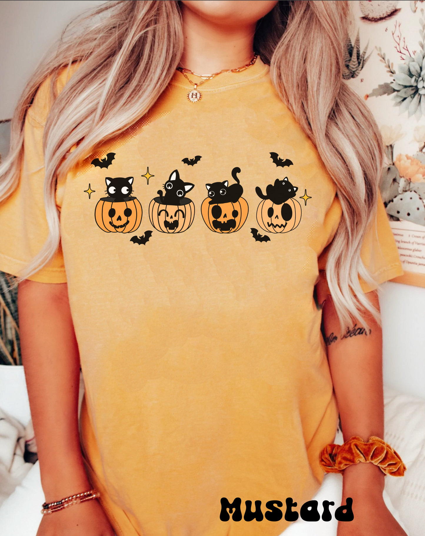 Comfort colors cute kitten halloween tshirt, groovy retro jack o lantern pumpkin bats and black cats shirt, spooky season tee, funny sweet