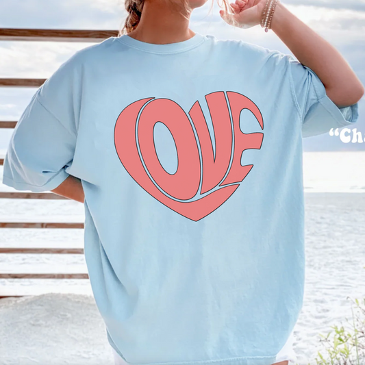 comfort colors Retro Love T-Shirt, Boho heart Shirt, valentines tee, anniversary Gift, groovy outfit, cottagecore style, bold graphic tee