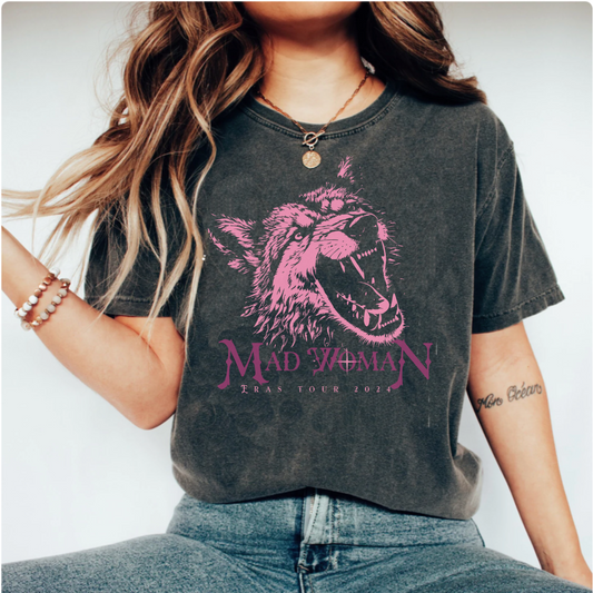 Comfort colors vintage inspired mad woman tee, Eras concert Merch, Boho tshirt, Taylor fan shirt, 2023 tour merch, distressed graphic tee band shirt