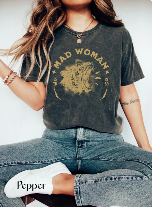 Comfort colors mad woman tshirt, leopard folklore distressed shirt, Eras concert merch, Taylor tour 2023, fan gift idea, distessed band tee