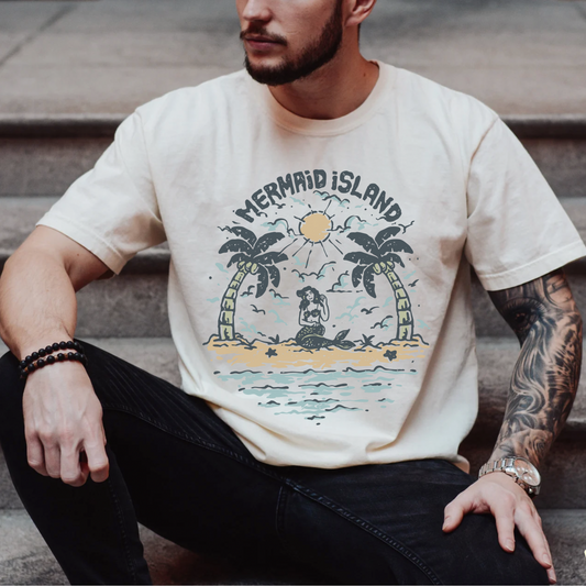 Comfort colors vintage inspired mermaid island T-shirt, retro summer tee, pirate sailor tshirt, rockabily style, VSCO shirt