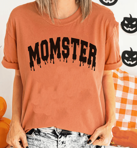 Comfort colors funny minimalist momster halloween tshirt, witchy autumn shirt, monster fall tee, zombie mom outfit, scary mama spooky season