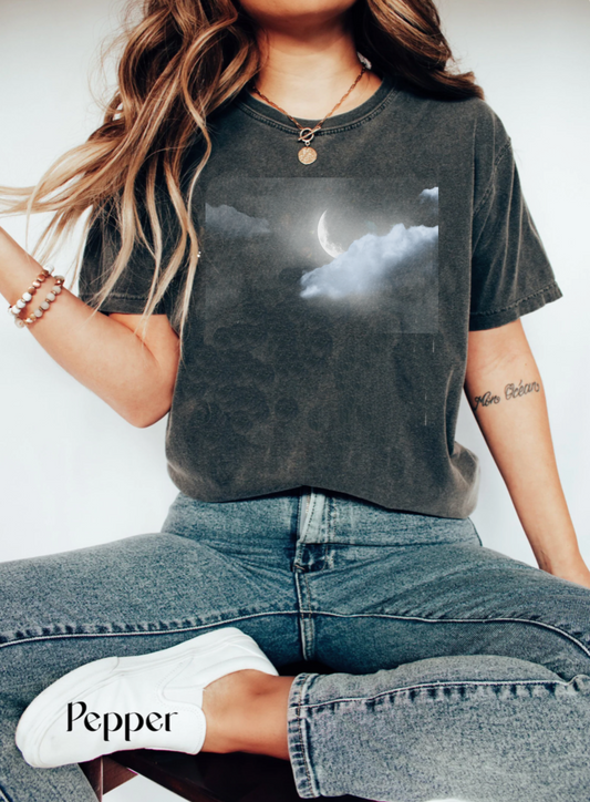 Celestial Shirt Moon T Shirts clouds T Shirt Phase Astrology Astronomy, Comfort Colors, Garment Dyed, Boho, Oversized, Vintage