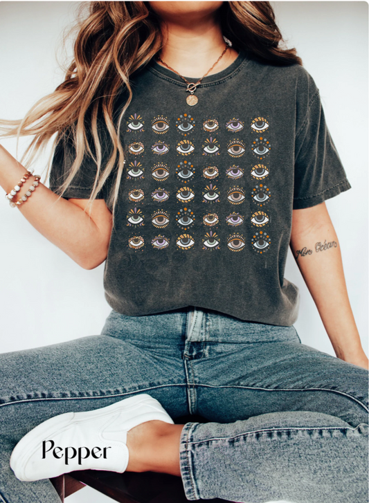 Comfort colors Evil Eye retro TShirt, boho vintage third eye Shirt, Mystical Witchy aesthetic shirt, magical eyes tee, halloween fall autumn