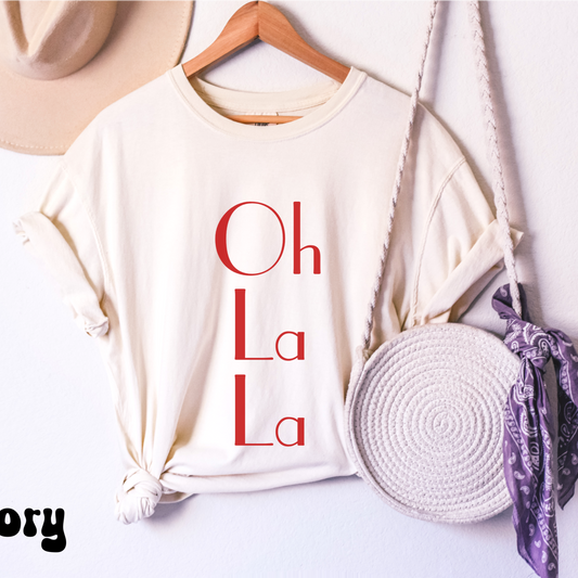 Comfort colors Oh la la shirt, vintage French slogan shirt, cute boho bohemian Tshirt, minimalist France Travel Paris tee, french girl style