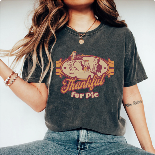 Retro 50s thanksgiving tshirt, vintage inspired fall tshirt, funny thankful for pie foodie tee, comfort colors shirt, autumn turkey tee