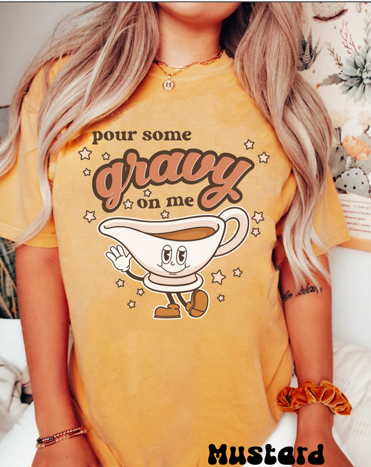 Comfort colors funny fall tshirt, retro thanksgiving food gravy shirt, autumn song lyrics pun tee, vintage inspired, grateful and blessed