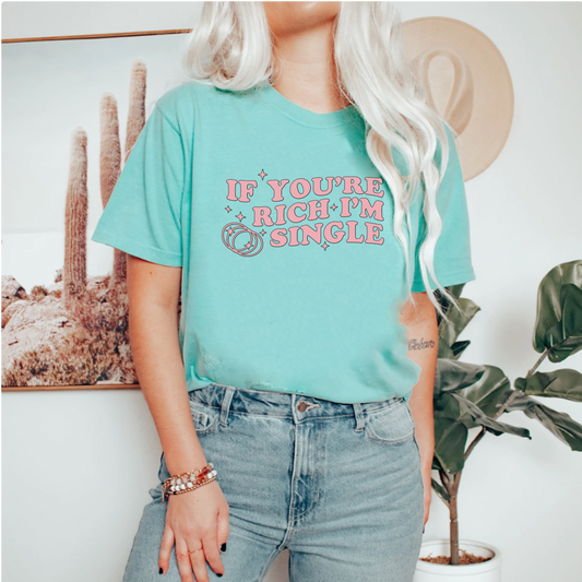 Comfort Colors® Retroif youre rich i'm single Tshirt, funny Vacation shirt, Beach Bum, daddy's girl, stay salty Tee, vintage Y2K VSCO shirt