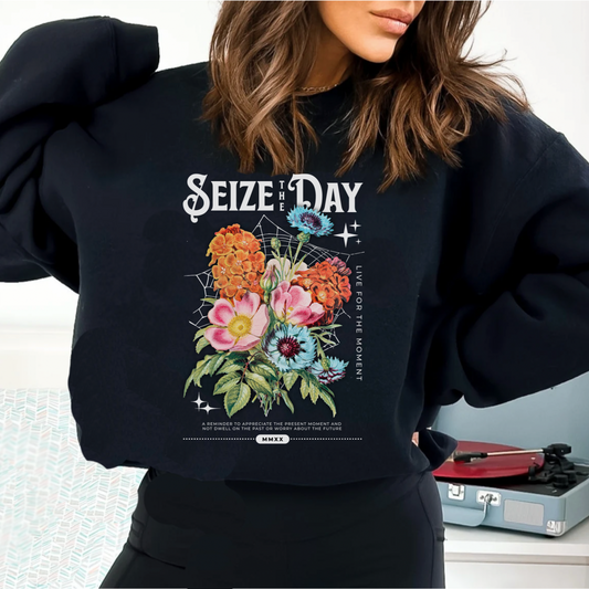 Floral seize the day anti anxiety Sweatshirt, Inspirational live in the moment,Mental Health, be present, Tomorrow needs you Matter hoodie