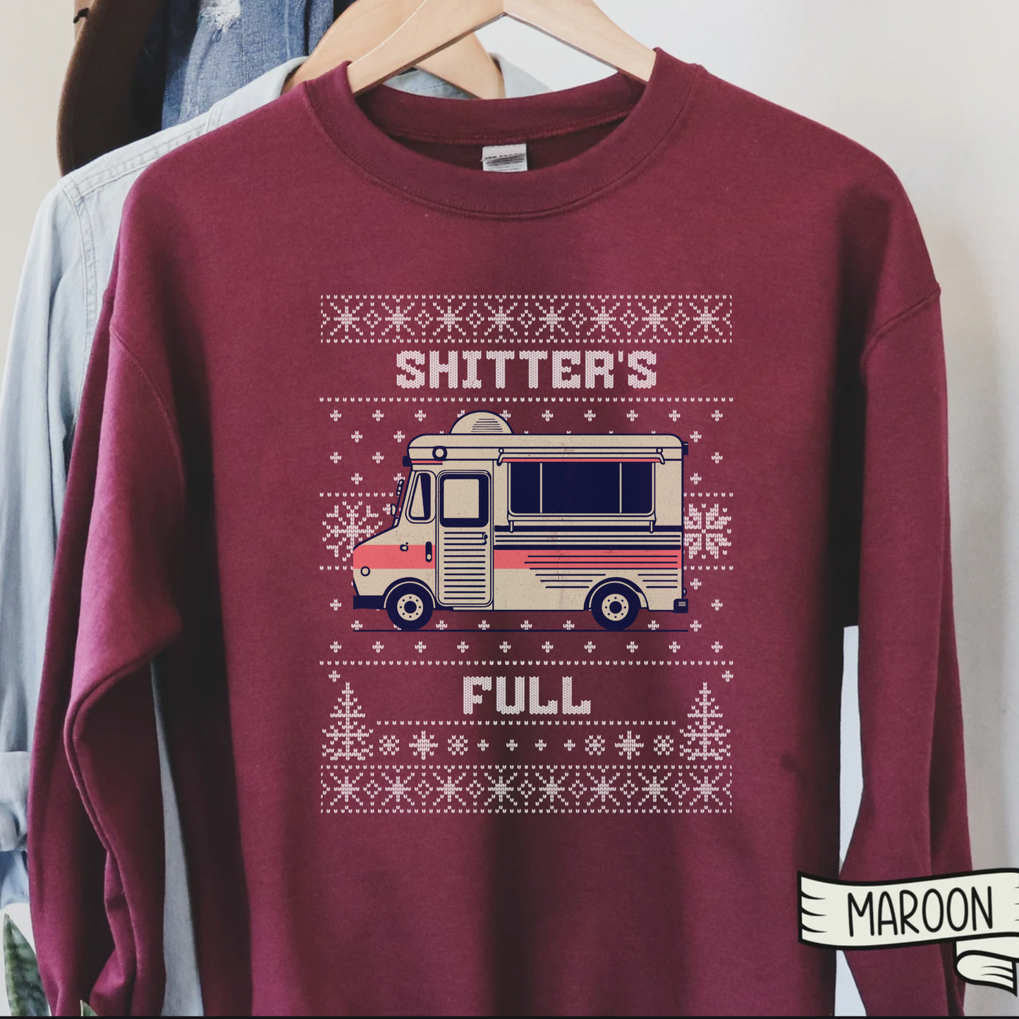 National Lampoon's funny ugly christmas sweater, Shitter's Full sweats, cute xmas sweatshirt, Naughty Santa winter holiday hoodie, christmas movie