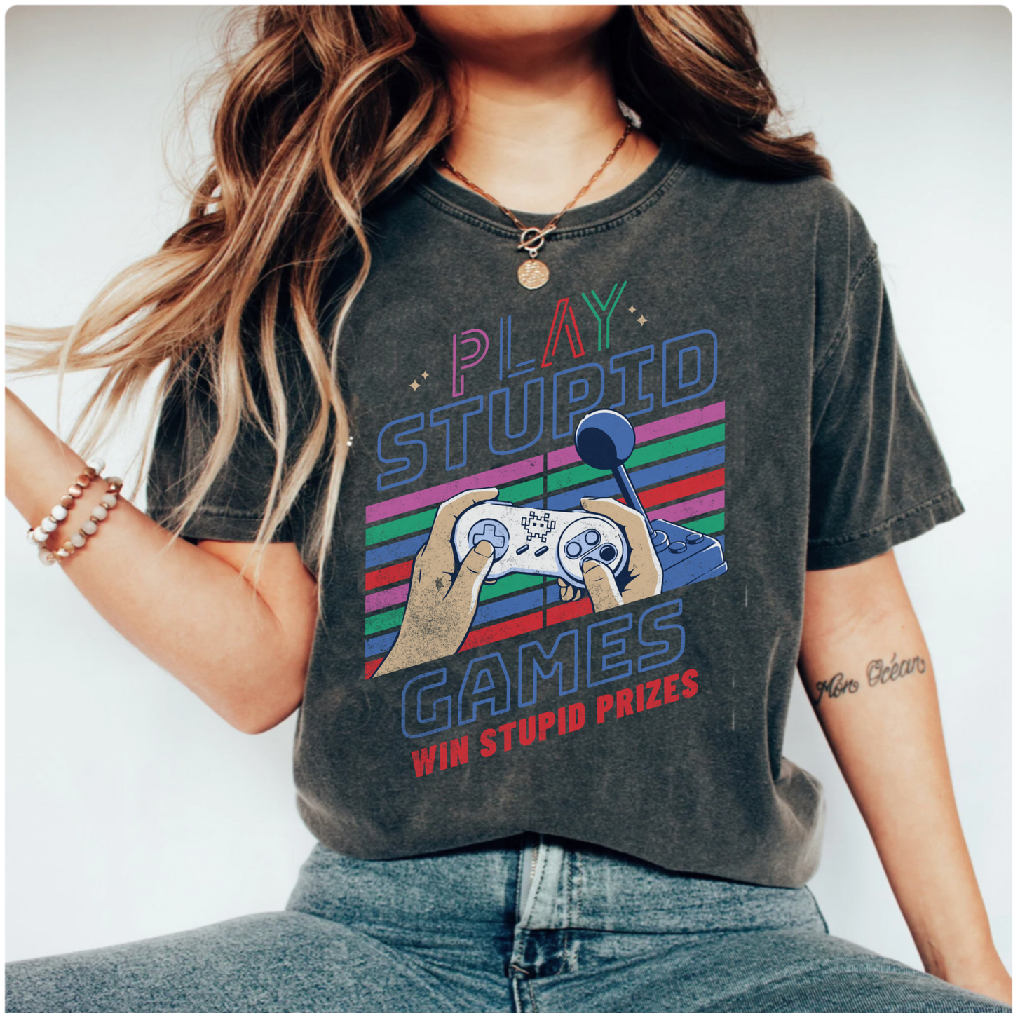 Comfort colors play stupid games Shirt, Taylor Lover Merch, Eras Merch, Gamer fan Merch, Boho tshirt, retro video game, rainbow pride tee