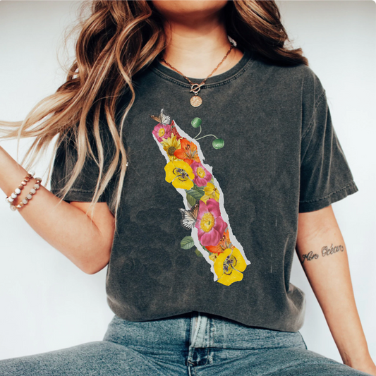 Comfort colors spring T-Shirt, Gift For Her, boho cottagecore Aesthetic, Floral Graphic Tee, Wild Flower Shirt