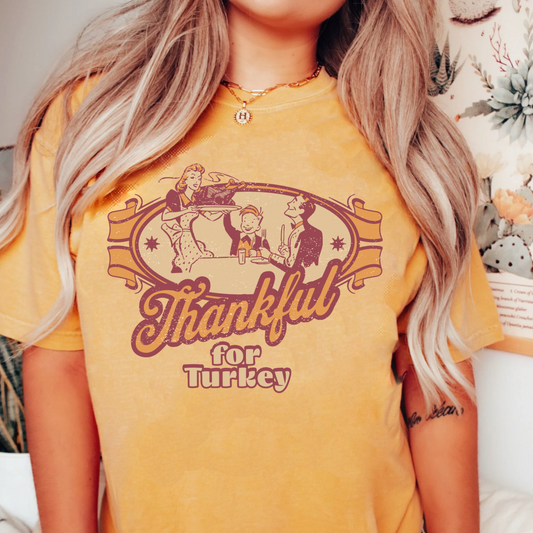 Retro 50s thanksgiving tshirt, vintage inspired fall tshirt, funny thankful for turkey foodie tee, comfort colors shirt, autumn pie tee