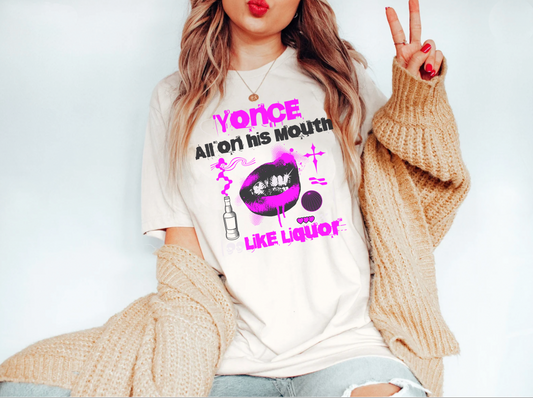 Comfort colors yonce lyrics tshirt, all on his mouth like liquor shirt, renaissance conert merch, Beyonce tour graphic tee, typography music lover shirt, vintage inspired band tshirt